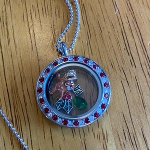 Origami Owl Medium Christmas Crystal Floating Charm Locket Holiday Winer NWOT